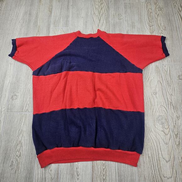 Vintage Stallion Healthknit Sweater Mens XL (Small) Red Navy Blue Short Sleeve - Picture 5 of 5